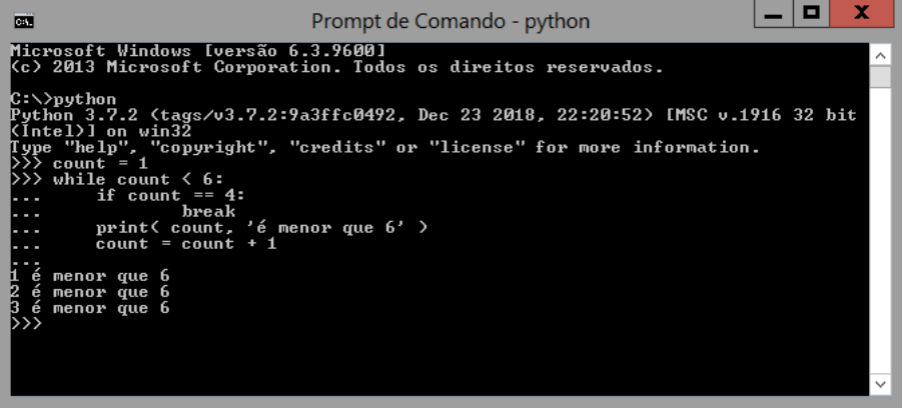 Exemplo de break no Python