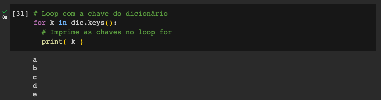 Loop for Python com Dicionários