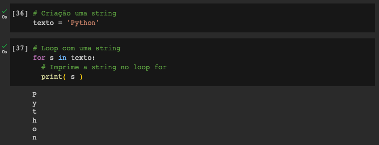 Loop for Python com String