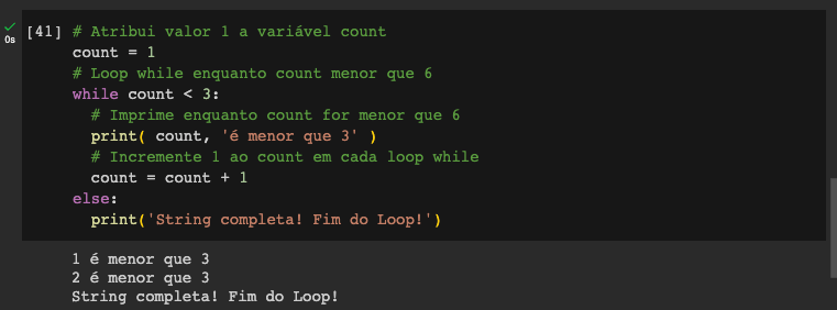 Loop while Python com Else