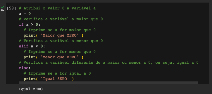 Exemplo else de Condicional if, elif e else em Python